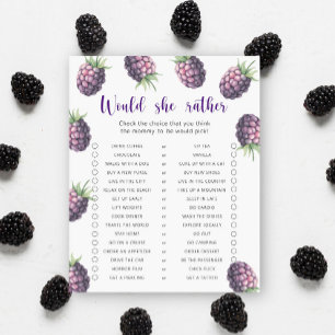 Papier Mûre / Jeu de Baby Shower: Préférerait-Elle Plutôt