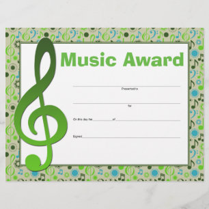 Papier Music Award Studio Certificat d'étudiant