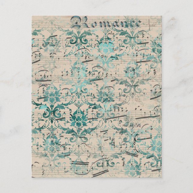 papier musical turquoise pour objets éphémères (Devant)