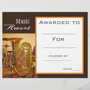 Papier Musique Tuba certificat professeur de musique