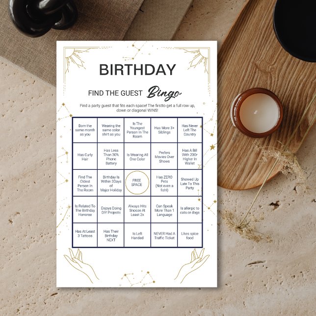 Papier Mystic Horoscope Moon Anniversaire Bingo Jeu (Mystic Horoscope Moon Birthday Bingo Game)