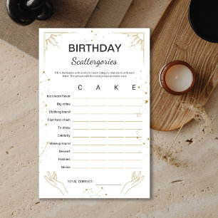Papier Mystic Horoscope Zodiac Anniversaire SCATTERGORY J