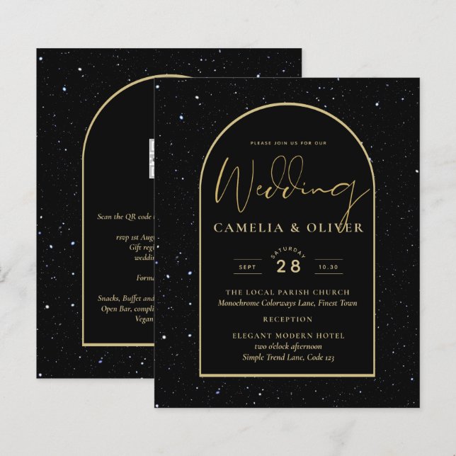 Papier Mystique OR NOIR Mariage de nuit étoilé (Devant / Derrière)