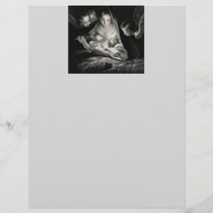Papier Nativity Baby Jésus Virgin Mary Angels Black White