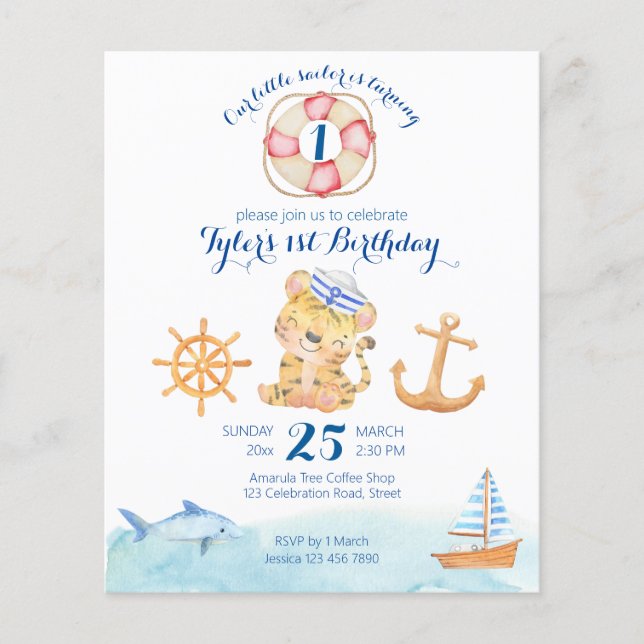 Papier Nautique marine thème de voile budget d'aquarelle (Devant)