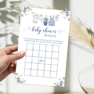 Papier Navy Blue Berry Sweet Baby Boy Shower Game Bingo