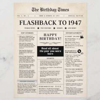 Papier Né en 1947 Journal fictif sépia