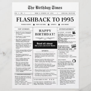 Papier Né en 1995 Faux journal noir et blanc