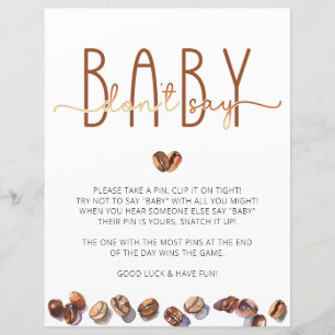 Papier Ne pas dire Baby shower de café bébé jeu