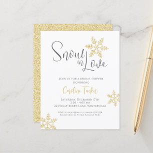 Papier Neige en amour Gold Snowflakes Fête des mariées In