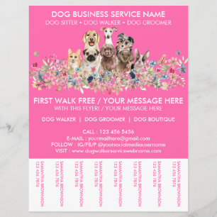 Papier Neon Pink Breeds Chien Walker Service Circulaire