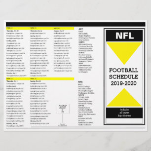 PAPIER NFL 2019-2020 SCHEDULE DE FOOTBALL - ÉDITABLE
