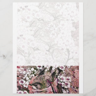 Papier NID OISEAU, rose rouge blanc