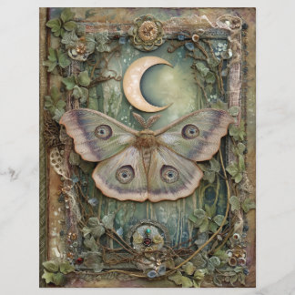 Papier Night Moon Moth Junk Journal Scrapbook Paper