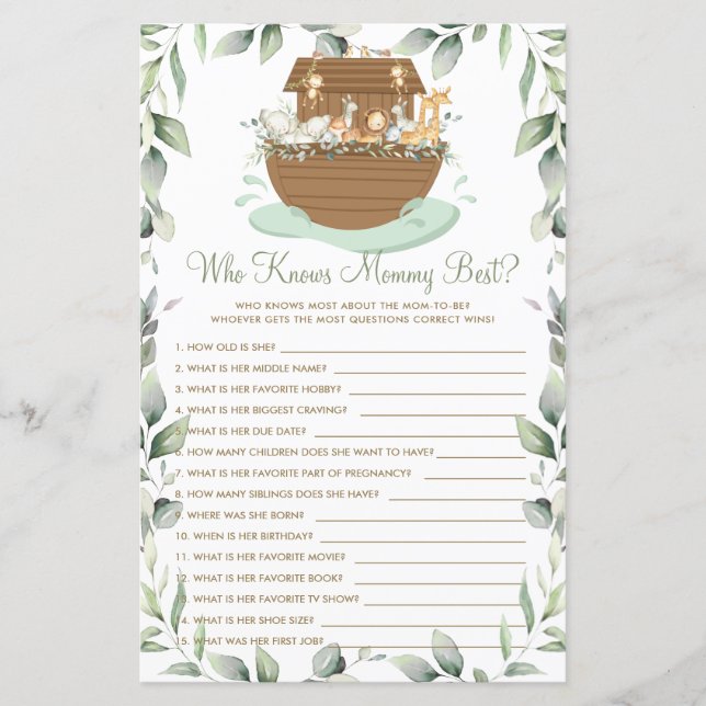 Papier Noah's Ark Greenery qui connaît maman le meilleur  (Devant)