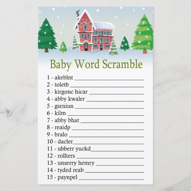 Papier noël Baby mot scramble jeu (Devant)