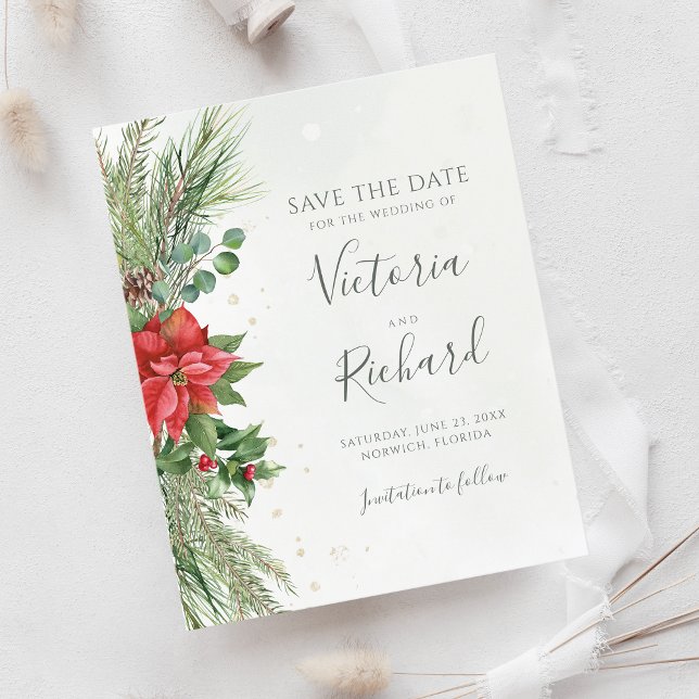 Papier Noël Botanique Végétation d'hiver Sauvez La Date (Créateur téléchargé)