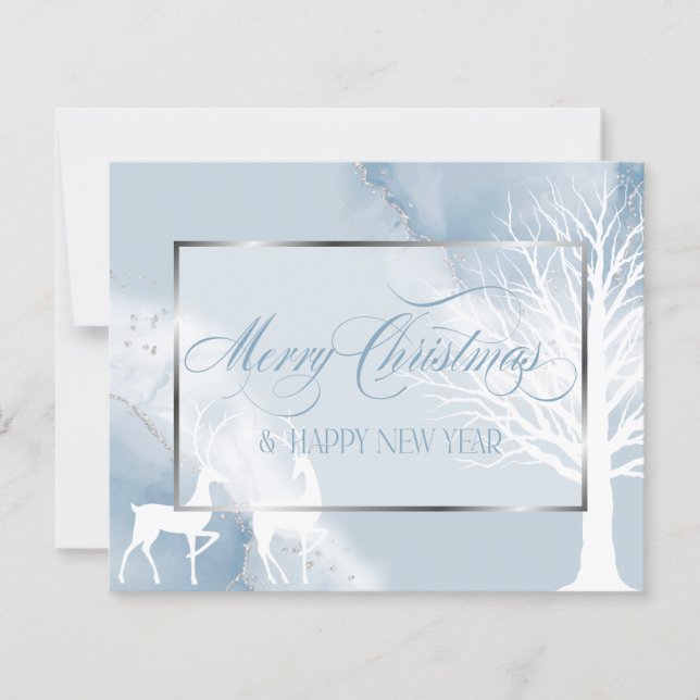 Papier Noël Budget Abstrait Dusty Blue Winter Tree (Devant)