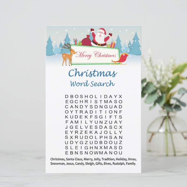 Papier Noël cadeaux Noël mot recherche jeu (Debout devant)