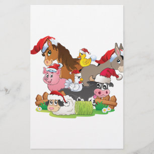Papier Noël des animaux de ferme