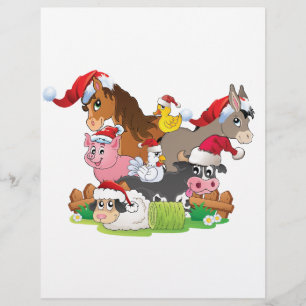 Papier Noël des animaux de ferme