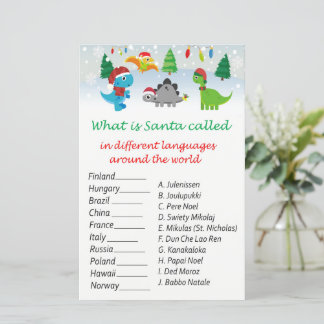 Papier Noël des dinosaures dans le monde jeu