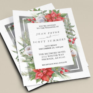 Papier Noël d'hiver Floral Poinsettia Gold Mariage