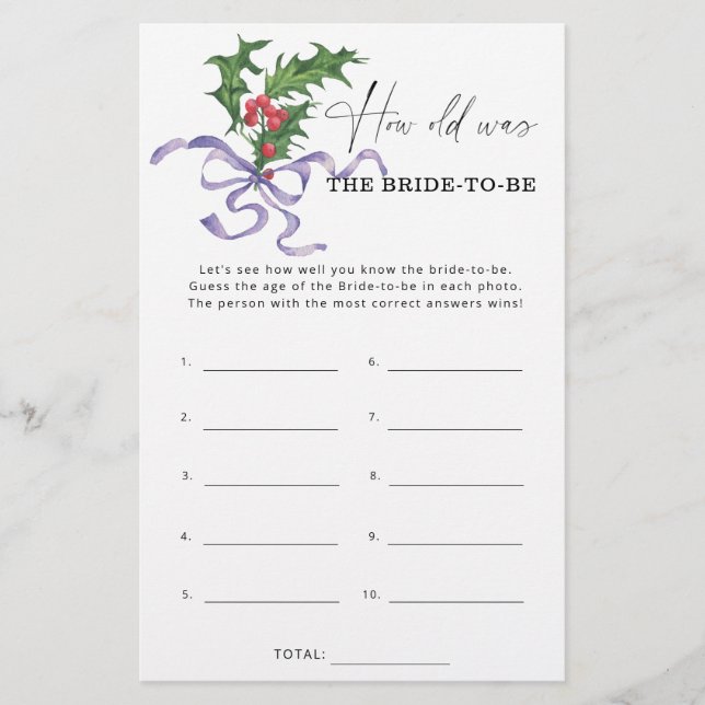 Papier Noël d'hiver Quel âge avait la mariée pour être (Devant)