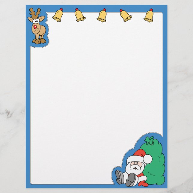 Papier Noël du Père Noël et du renne (Devant)