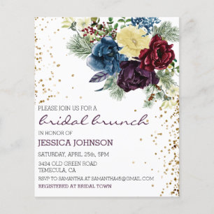Papier Noël Floral Mariage d'hiver Brunch Gold