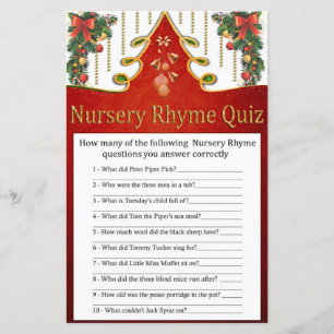 Papier Noël Gold Tree Nursery Rhyme Quiz baby shower