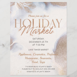 Papier Noël Golden Snow Holiday Market Invitation