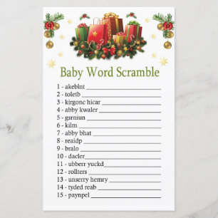 Papier Noël présente Baby word scramble jeu