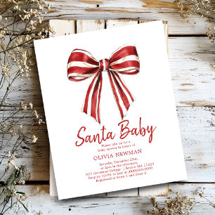 Papier Noël Red Coquette Bow Baby shower Invitation