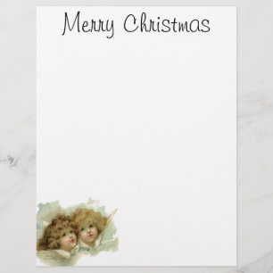 Papier Noël vintage, Anges victoriens dans les nuages