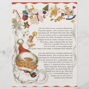 Papier Noël vintage, Père Noël avec jouets et poupées