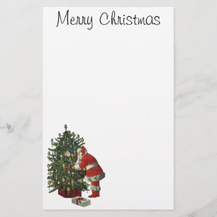 Papier Noël vintage, Père Noël avec présents