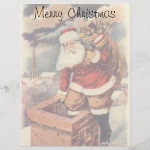 Papier Noël Vintage Père Noël victorien à Chimney