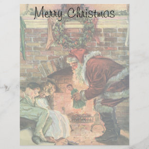 Papier Noël Vintage, Père Noël Victorien Enfants