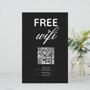 Papier Noir Blanc Simple Wi-Fi Gratuit QR Code Lieu