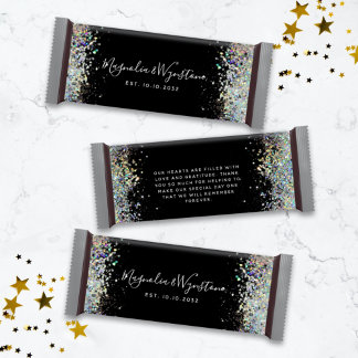 Papier Noir Parties scintillant Mariage Favor Candy Bar W