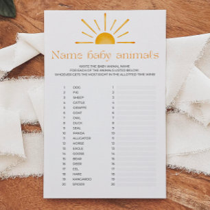 Papier Nom Bébé Animaux Baby shower Jeu