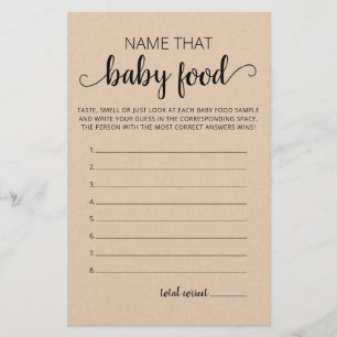 Papier Nom Ce bébé Baby shower alimentaire jeu de fête