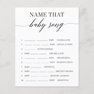 Papier Nom Ce Bébé Chanson Minimaliste Baby shower Jeu