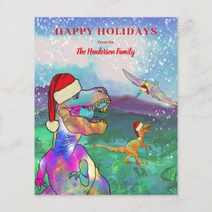 Papier Nom de famille personnalisé Enfants Dinosaure Noël