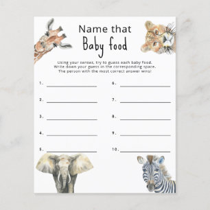 Papier Nom de la nourriture pour bébé - safari baby showe