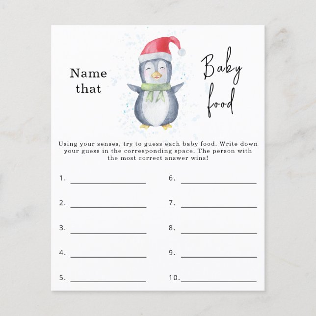 Papier Nom de l'aliment pour bébé - jeu de baby shower (Devant)