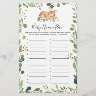 Papier Nom du Baby shower de cerf Jeu de course