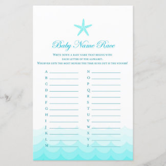 Papier Nom du bébé course - Baby shower jeu