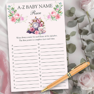 Papier Nom du bébé Race Shower Jeu Vintage Thé Pot Floral